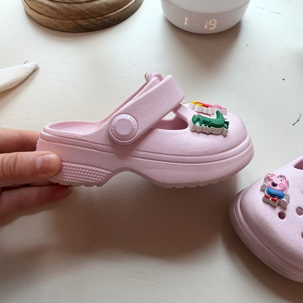 CROCS Kids Light Pink Clog Sandals with Character Charms